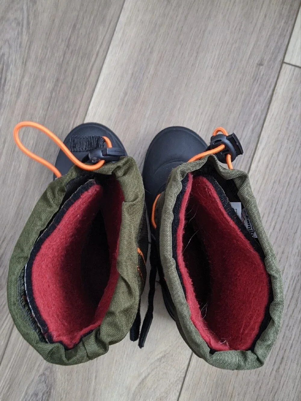 Kamik Size 3 Olive Green and Orange Waterproof Winter Boots